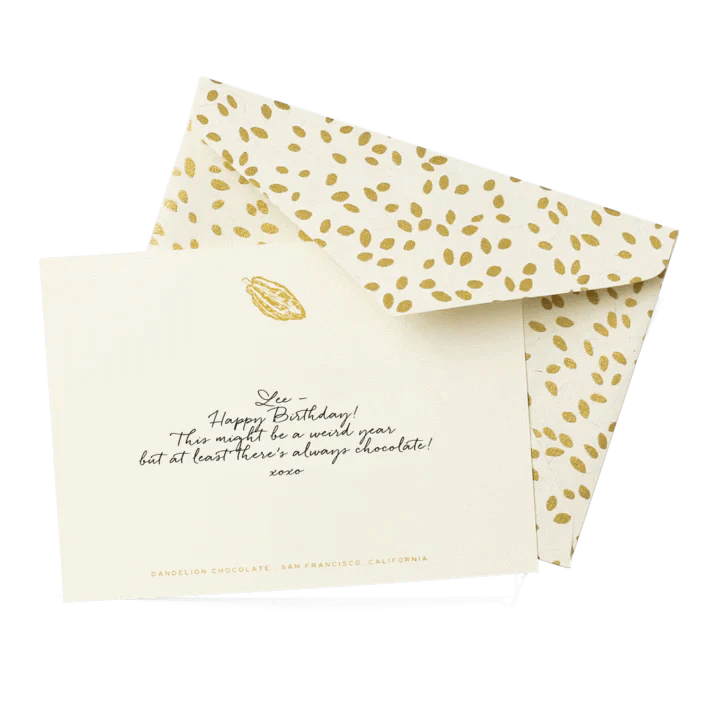 Dandelion Chocolate CORPORATE Private Inventory (Not for public use / general use) Printed Gift Note (with envelope)