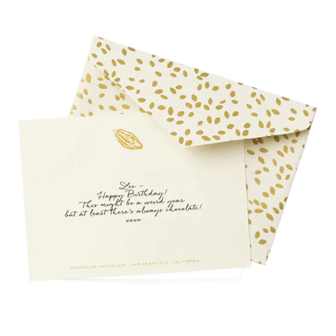 Dandelion Chocolate CORPORATE Private Inventory (Not for public use / general use) Printed Gift Note (with envelope)